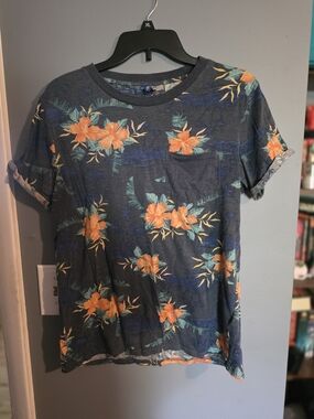 H&M Navy Tee with Orange Floral Print